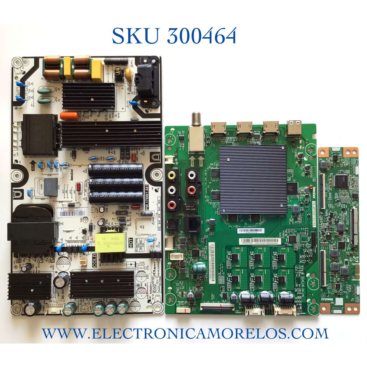 KIT DE TARJETAS PARA TV VIZIO MAIN 6M03A0000S00J / TE.MT5597.EC762 / 6M03M0001P00R / FUENTE PW.176W1.681 / G19100941-0A03887 / T-CON TACDJ4031 / E253117 / PANEL V650J4-D03 / MODELO V655-H9 LINIZCUW 